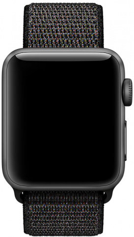 Ремешок спортивный браслет Apple Watch 42/44 черный с разноцветными вкраплениями